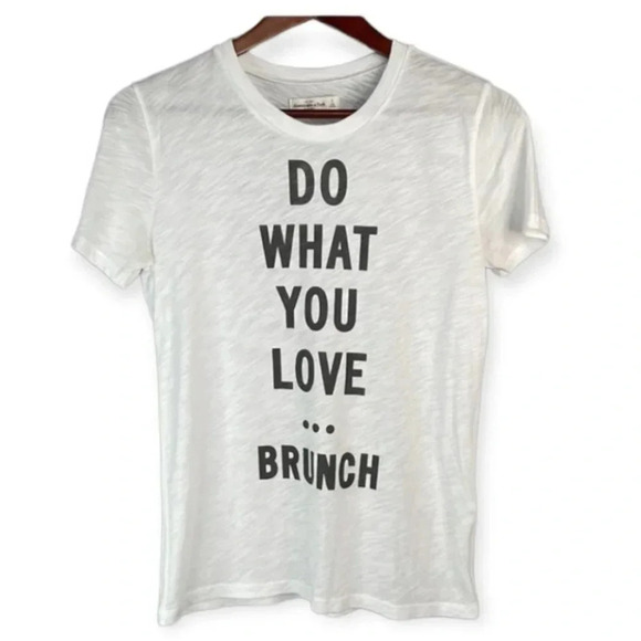 ABERCROMBIE & FITCH Graphic T-Shirt White Brunch Short Sleeve Crewneck Size S - Picture 2 of 9